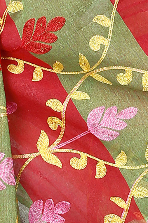 Red Pure Cotton Rosalie Tant Embroidery (972)